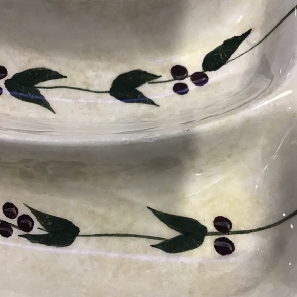 Vintage Oneida Oliveto Olive Hand Painted Three Sections Platter Tray 7 1/4 - Picture 4 of 5